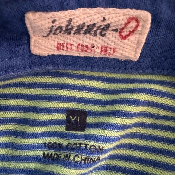 johnnie-O green / blue horizontal stripe Golf Cotton Pocket Polo Size XL - Picture 4 of 5